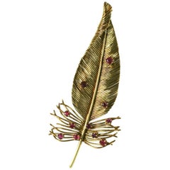 Spilla con piume d'oro Sanz Ruby