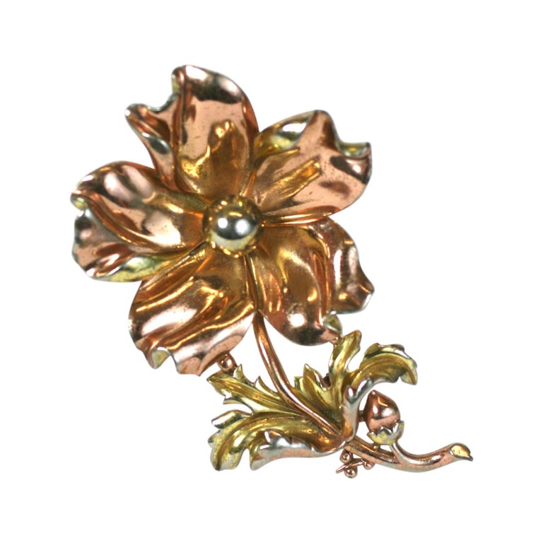 Large Trifari Retro Poppy Brooch For Sale at 1stDibs