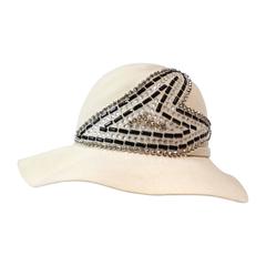 1970s Frank Olive Winter White Bohemian Hat