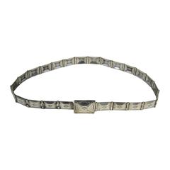 Native American Zuni Sterling Silver Paneled Belt 6