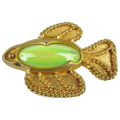 Green Angel Fish Brooch New Old Stock 1990s 