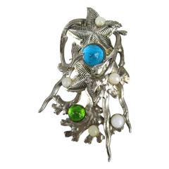 Philippe ferrandis Star Fish gripoix Glass Brooch Never Worn 1990s 11