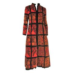 Vintage Oscar De La Renta mandarin Collared 1970s Long Coat 