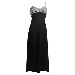 Vintage Custom Black Jewel Encrusted Gown Size 8-10