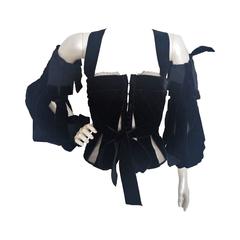 1990s Yves Saint Laurent Rive Gauche Museum Piece black velvet corset ...