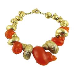 Christian Dior by Robert Goossens Vintage Rare Shell Necklace Dune 1987