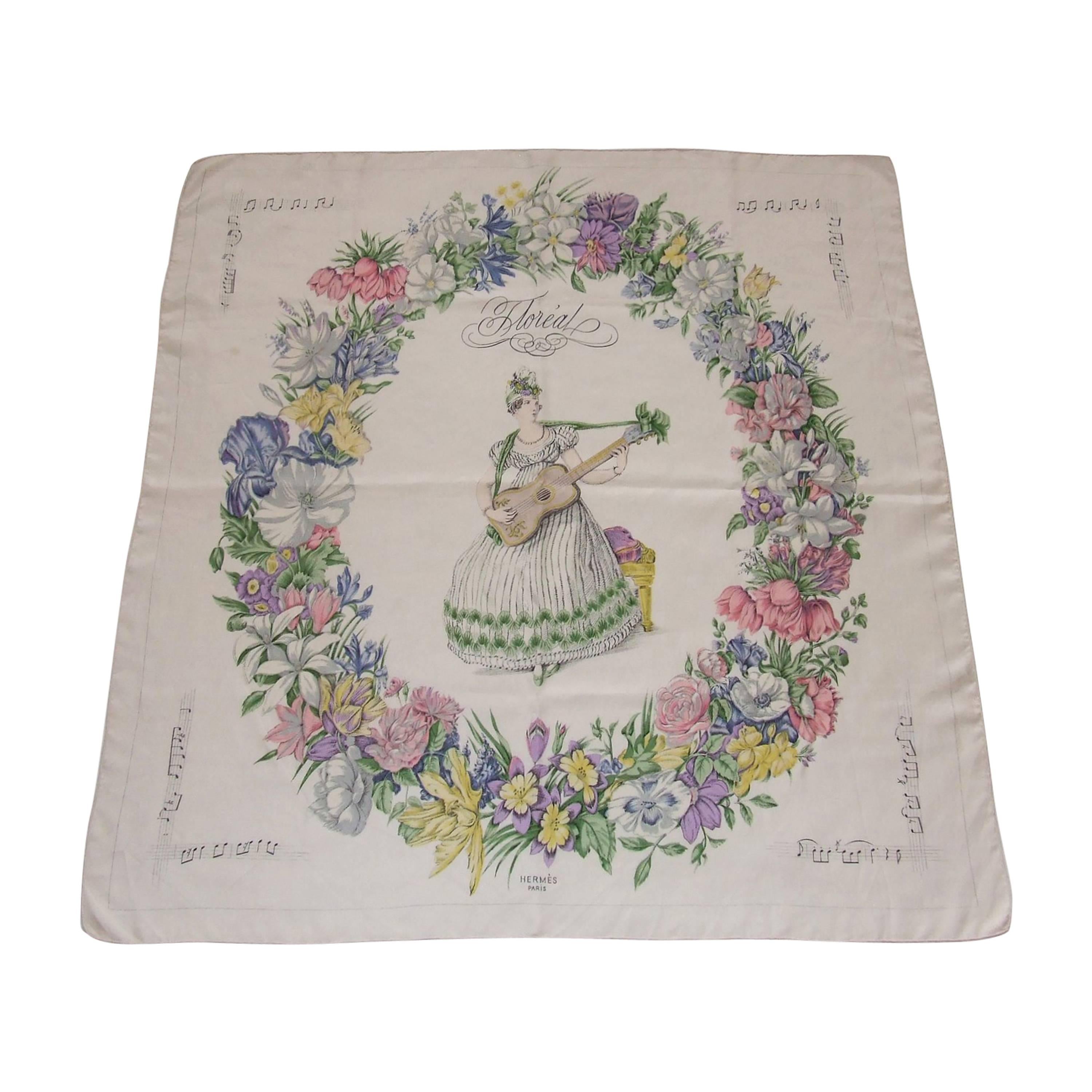 RARO Foulard di seta Hermes autentico FLOREALE Grygkar 1957