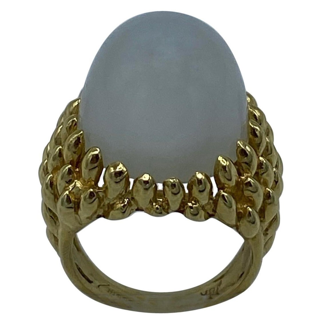 Vintage Yellow Gold and Moonstone Coctail Dome Ring  For Sale