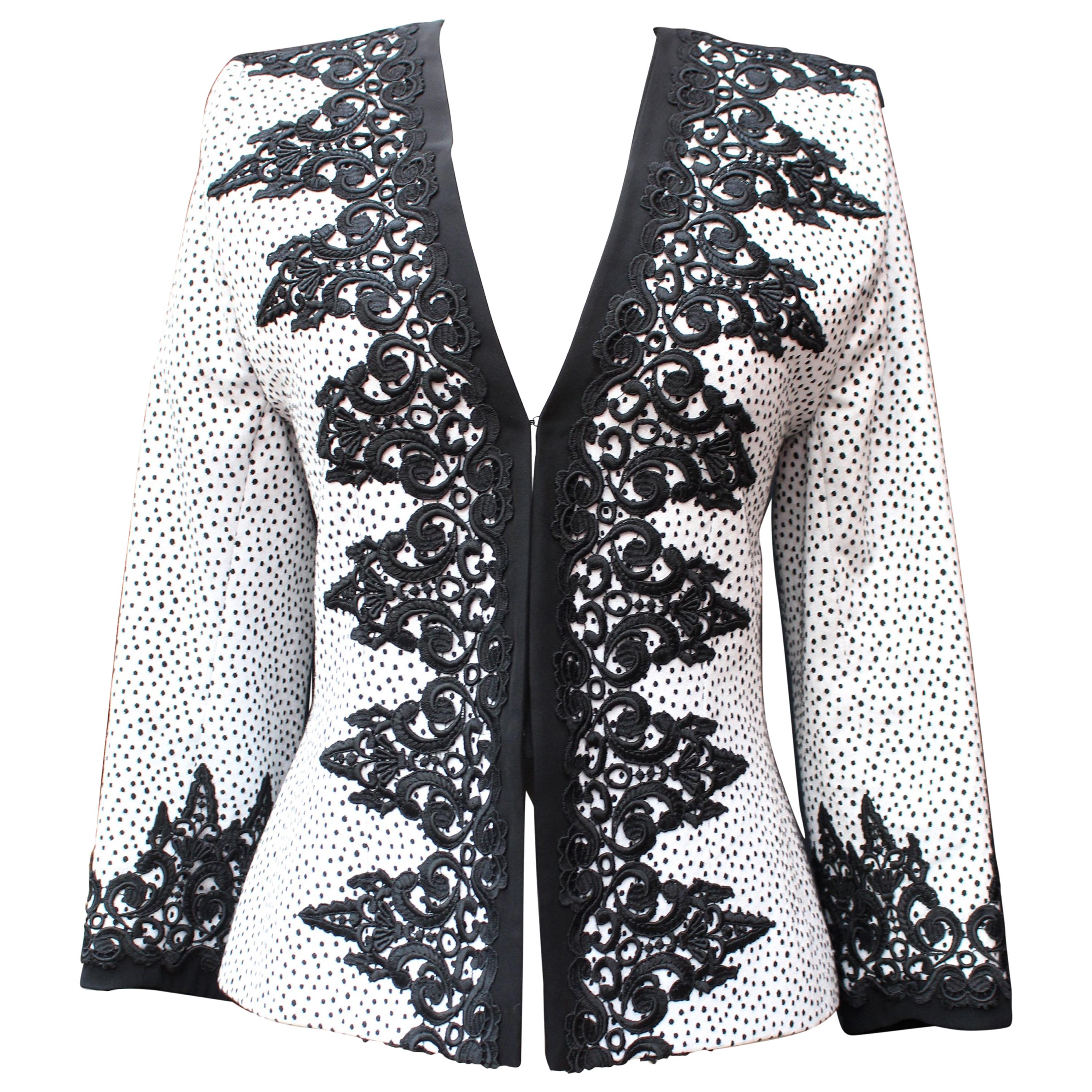 1990s Jean-Louis Scherrer Couture Black and White Jacket For Sale