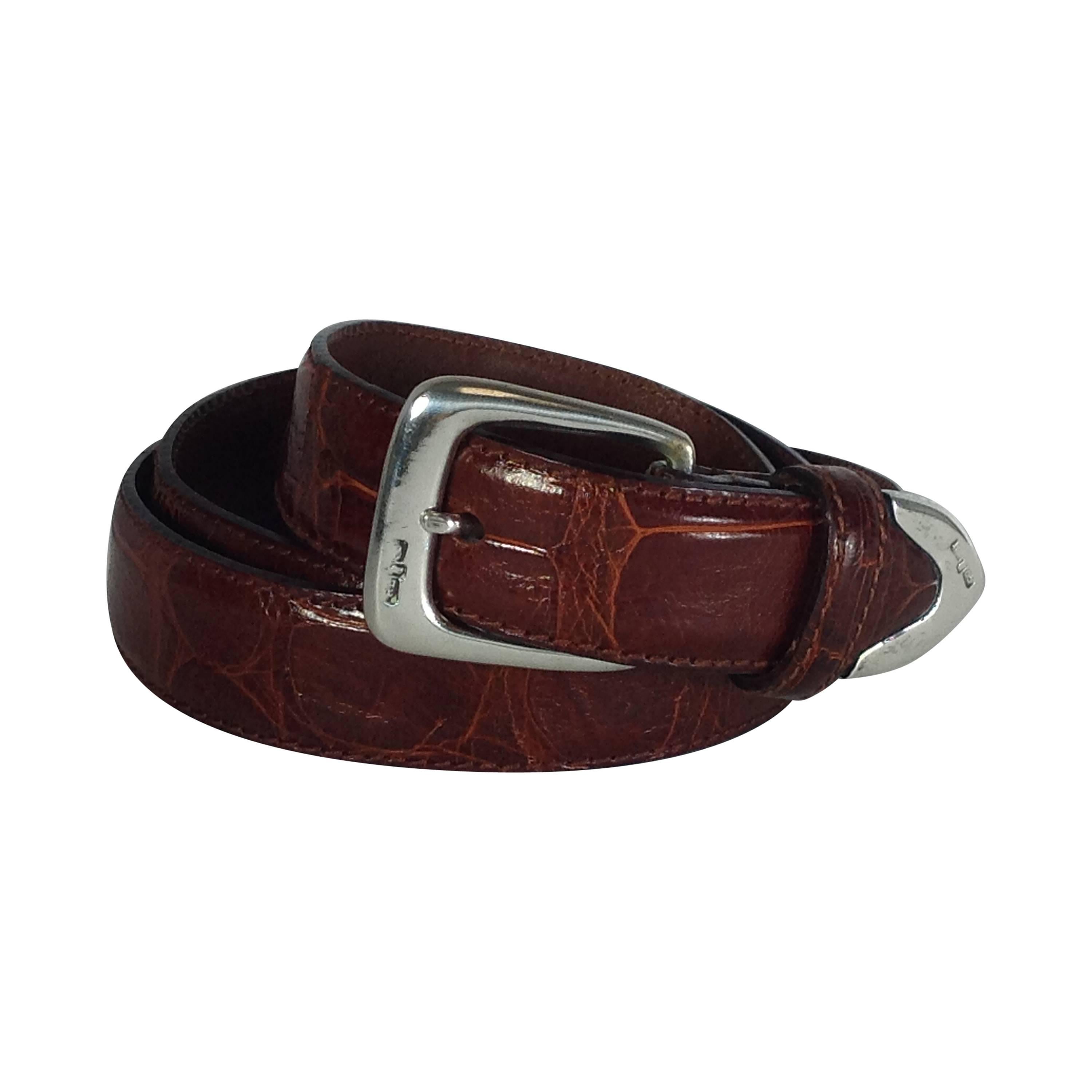 Ralph Lauren Sterling buckle and tip Alligator belt For Sale