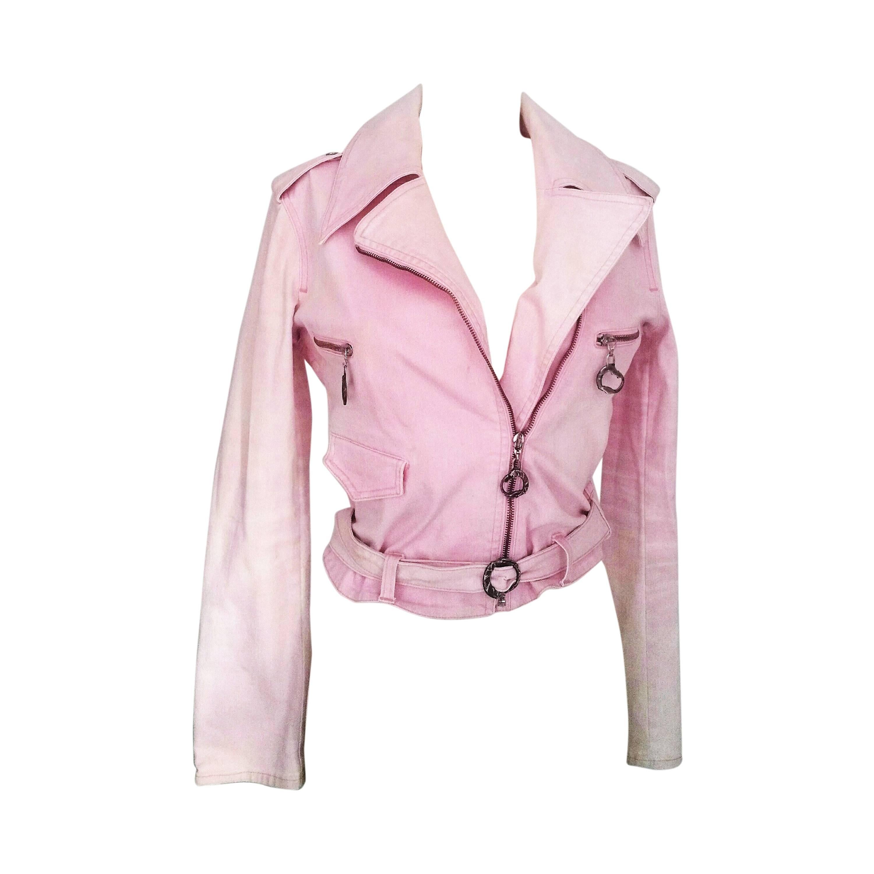 1990s Roberto Cavalli pink denim jacket