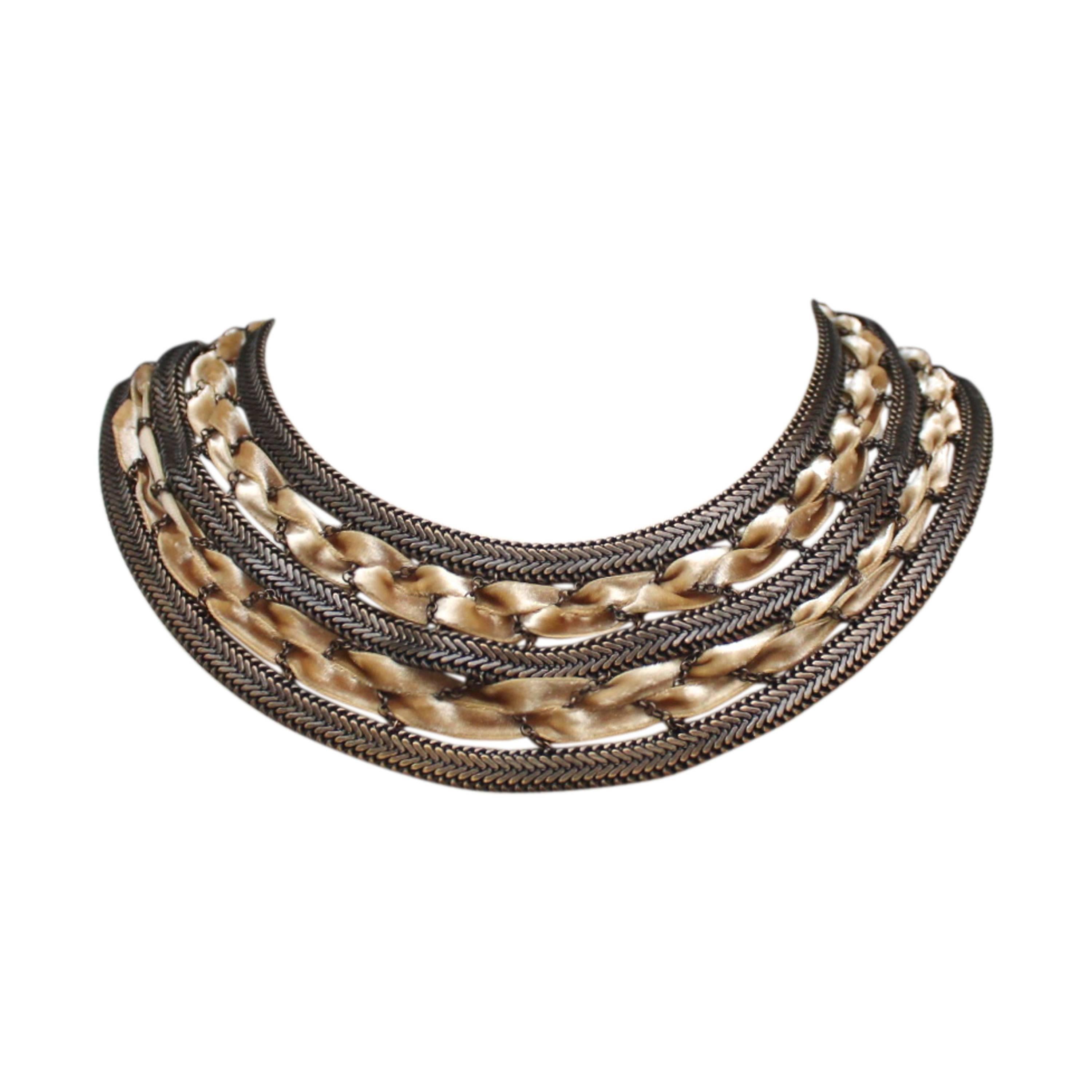 2000s Louis Vuitton Chain and Velvet Short Necklace For Sale