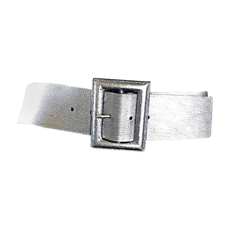 Brand New Max Mara Gunmetal / Pewter Silver Wide Leather Belt Made in Italy