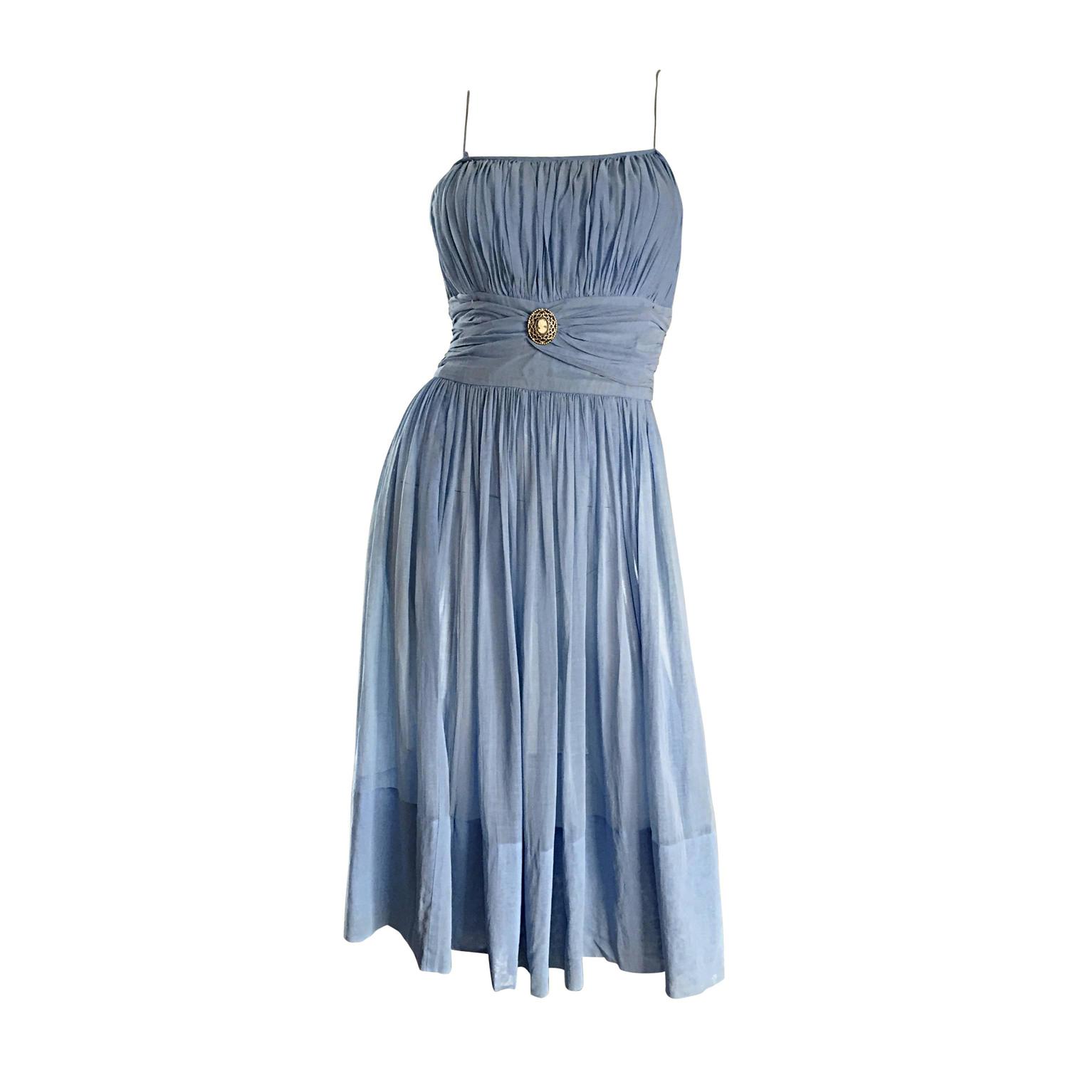 pale blue 50s dress