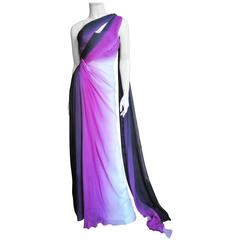 Monique Lhuillier Collection Ombre New Gown With Pleated Waist & Train 4