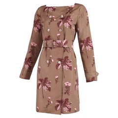Cappotto con cintura con stampa Foral in seta di Prada