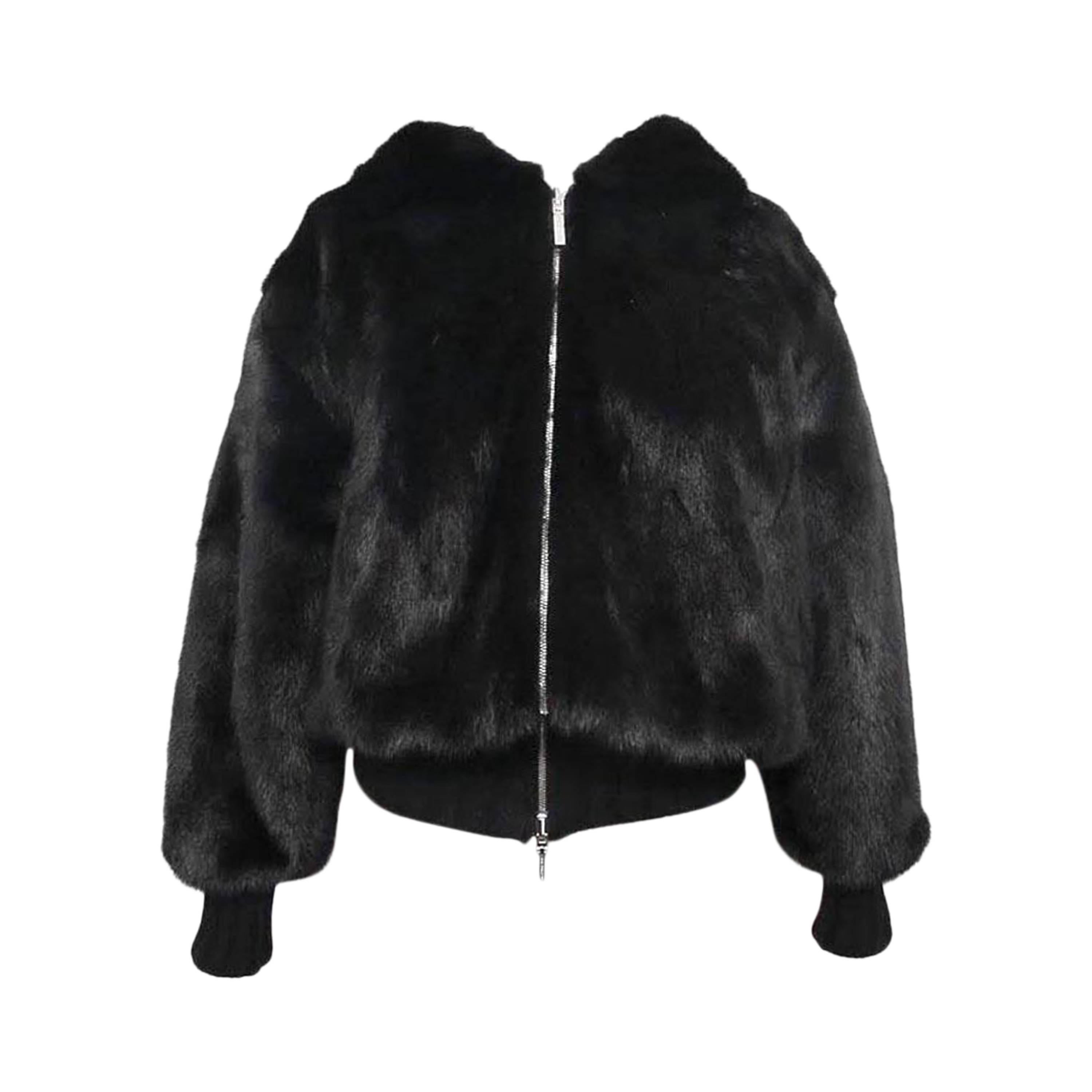 New Gianni Versace Double Blouson Mink Jacket with Hood For Sale