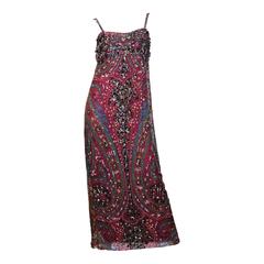 Galanos Crystal Beaded Paisley Chiffon Gown 8