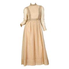 Retro Gold 1960s Oscar de La Renta Boutique Dress