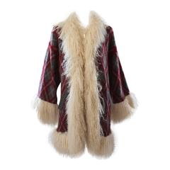 Yves Saint laurent Rive Gauche Mongolian Fur and Plaid Jacket 