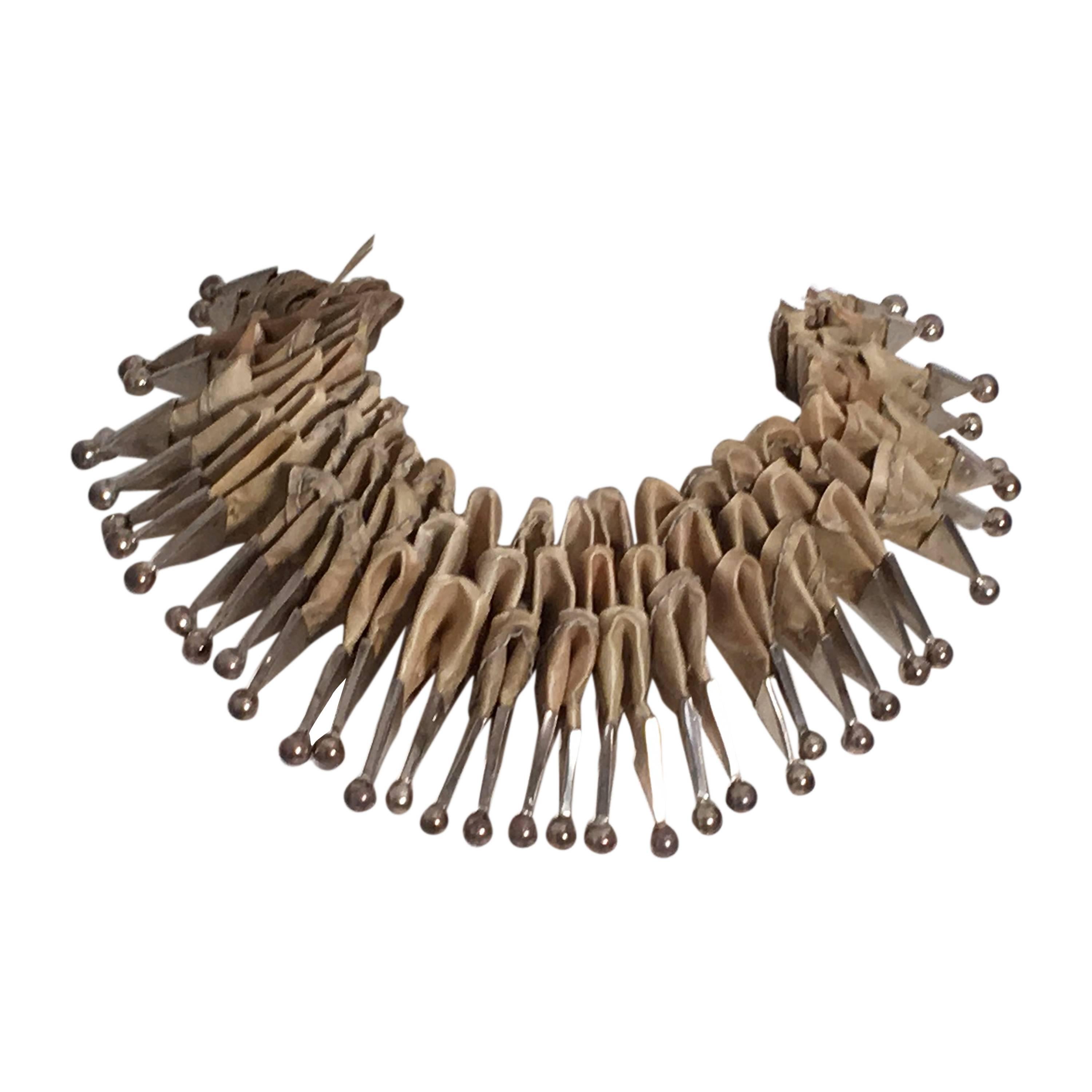 Perez Sanz 925 Silver Tip Intestine Necklace For Sale