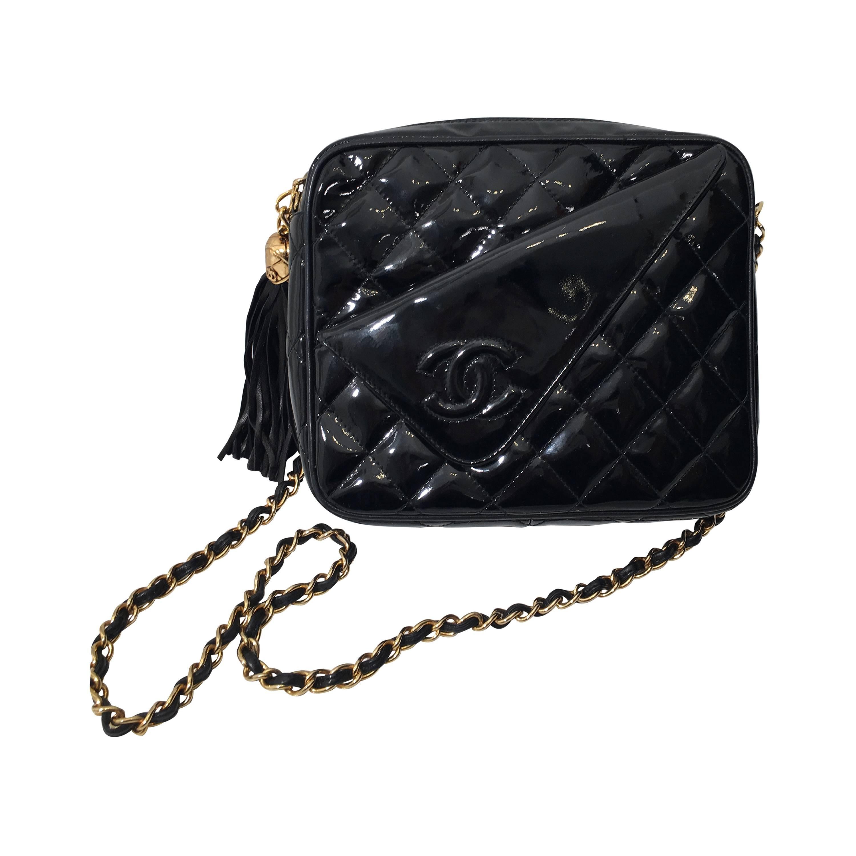 Chanel Quilted Patent Leather Crossbody Bag