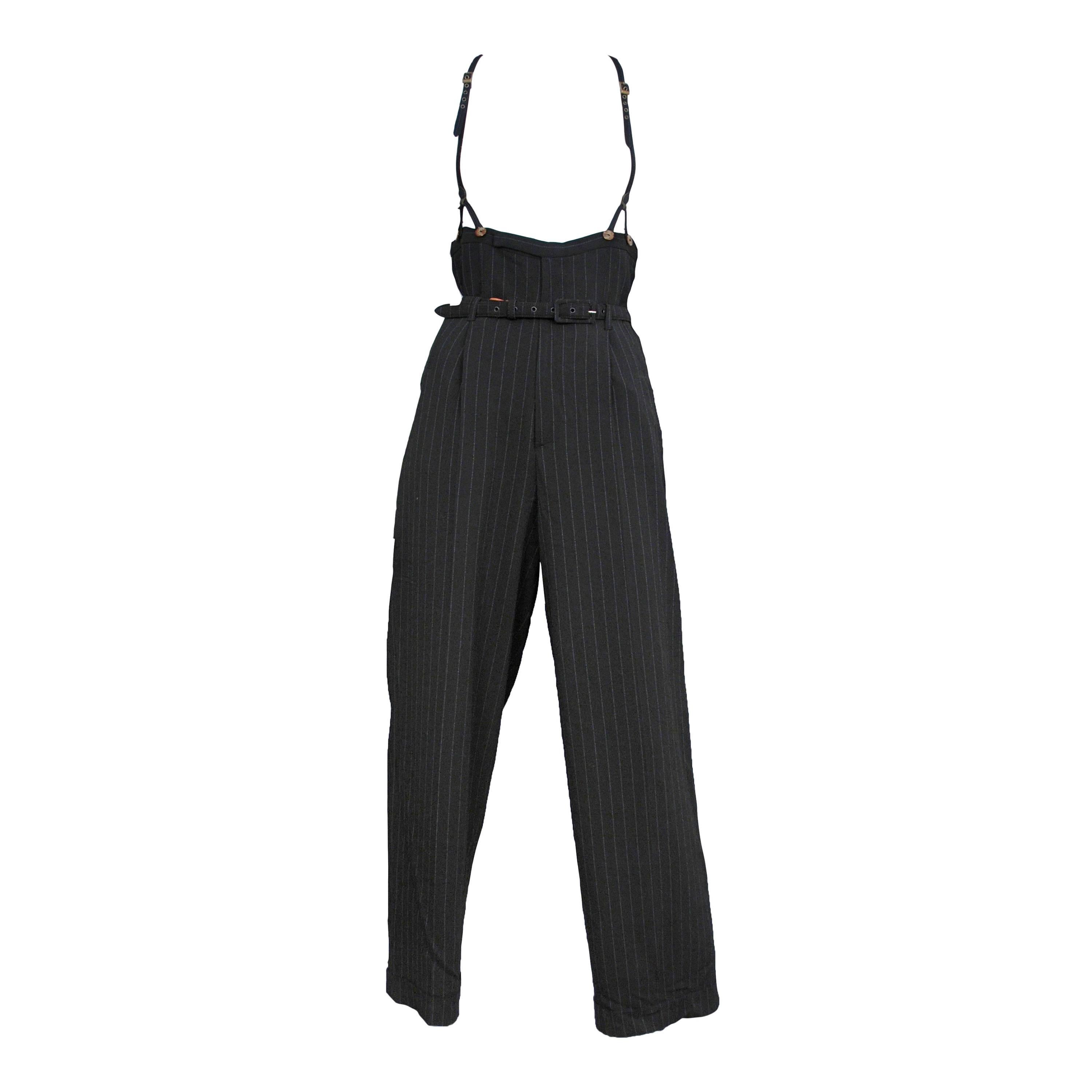Gaultier Pinstripe Suspender Trouser