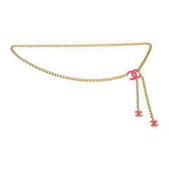 Chanel 2004 Goldtone Neon Pink CC Chain Belt 