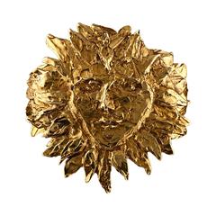 Yves Saint Laurent Rare Haute Couture Articulated Gold-Tone Sun Cuff ca.1980s