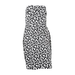 1990s Saint Laurent Strapless Cocktail Printed Dress 2