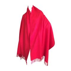 Vintage Hermes Paris Large Red Cashmere Shawl New in Box
