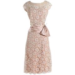 Vintage 1950s Peggy Hunt Lace llusion Dress