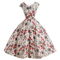 Vintage 1950s Floral Cotton Dress