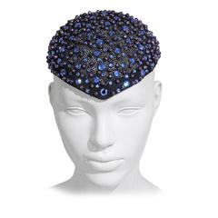 Frank Olive rhinestone embellished skull cap, c. 1950s 7