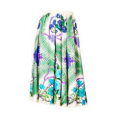 Hermes Tropical Floral Print Silk Skirt