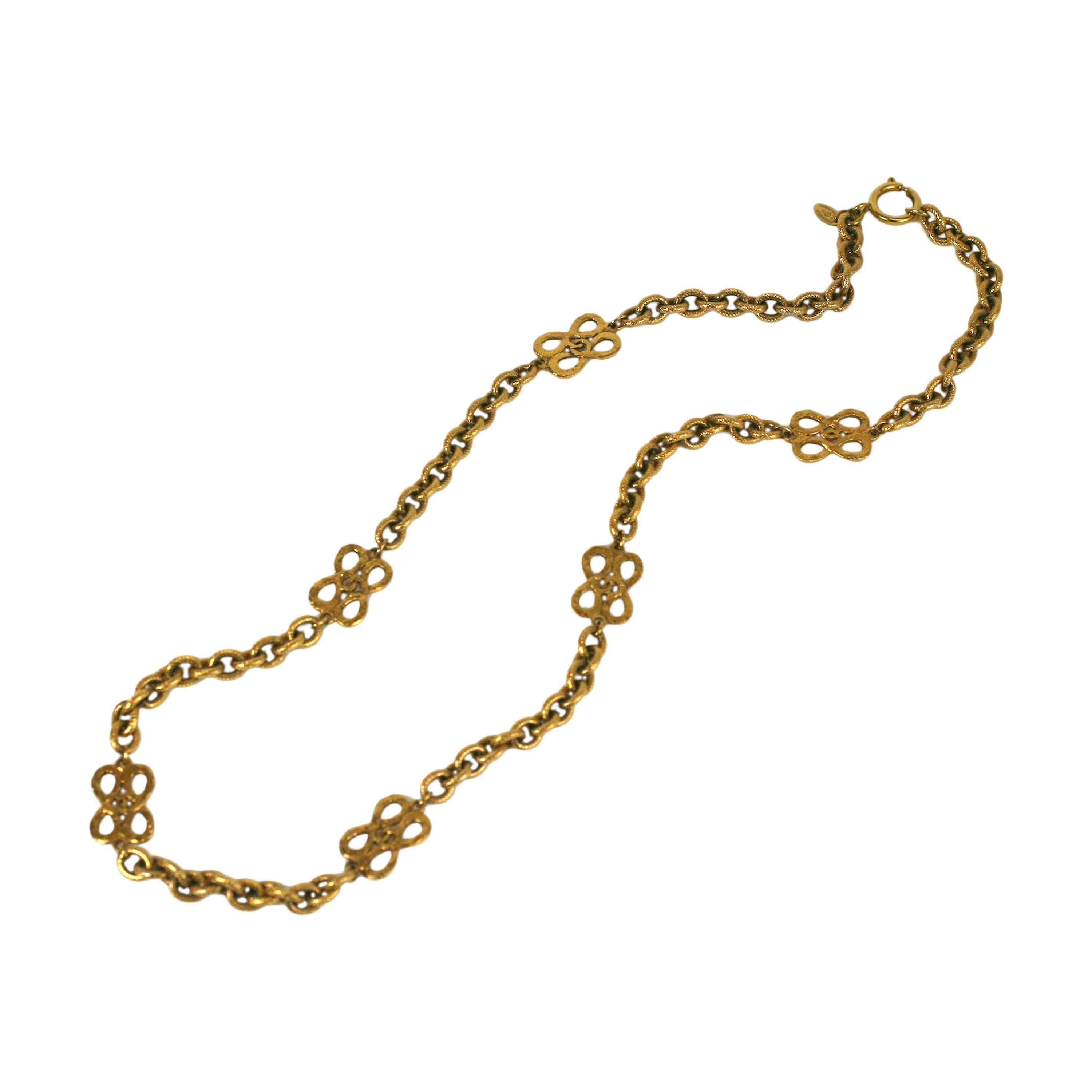 Chanel Hammered Gold Logo Chain For Sale