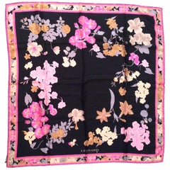 Leonard Silk Scarf - Black and Pink