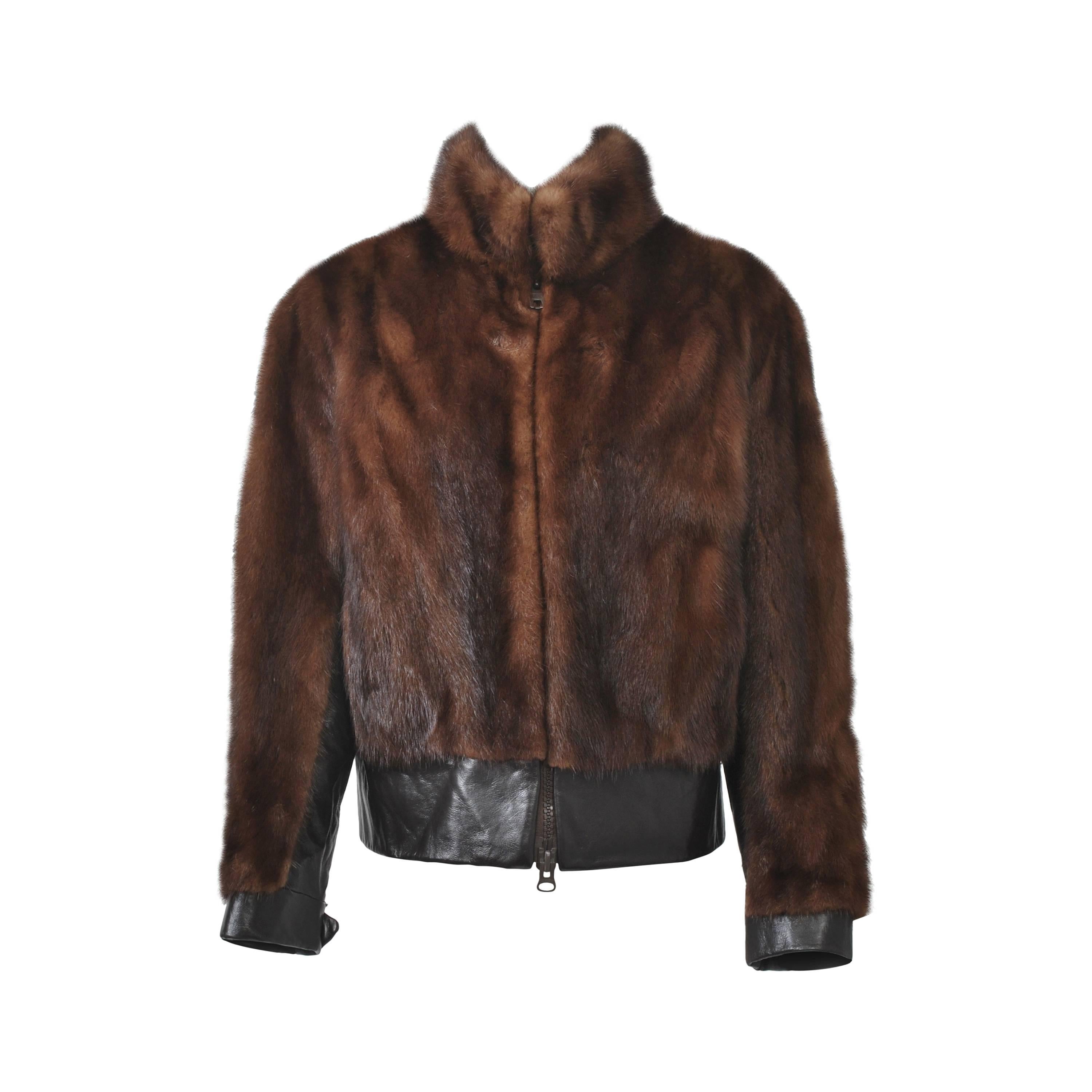 Mink and Leather Cropped Jacket