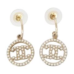 Chanel Pearl CC Drop Pieced Earrings
