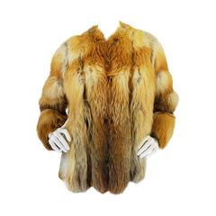 Vintage Stunning 1970s Natural Red Fox & Suede Fur Jacket