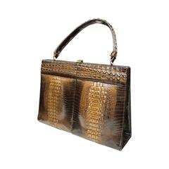 Natural Brown Crocodile Handbag