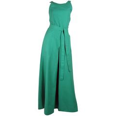 1980s Nina Ricci Mint Green Linen Day Dress