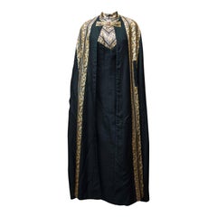 1960s Black and Gold Lamé Evening Dress and Cloak