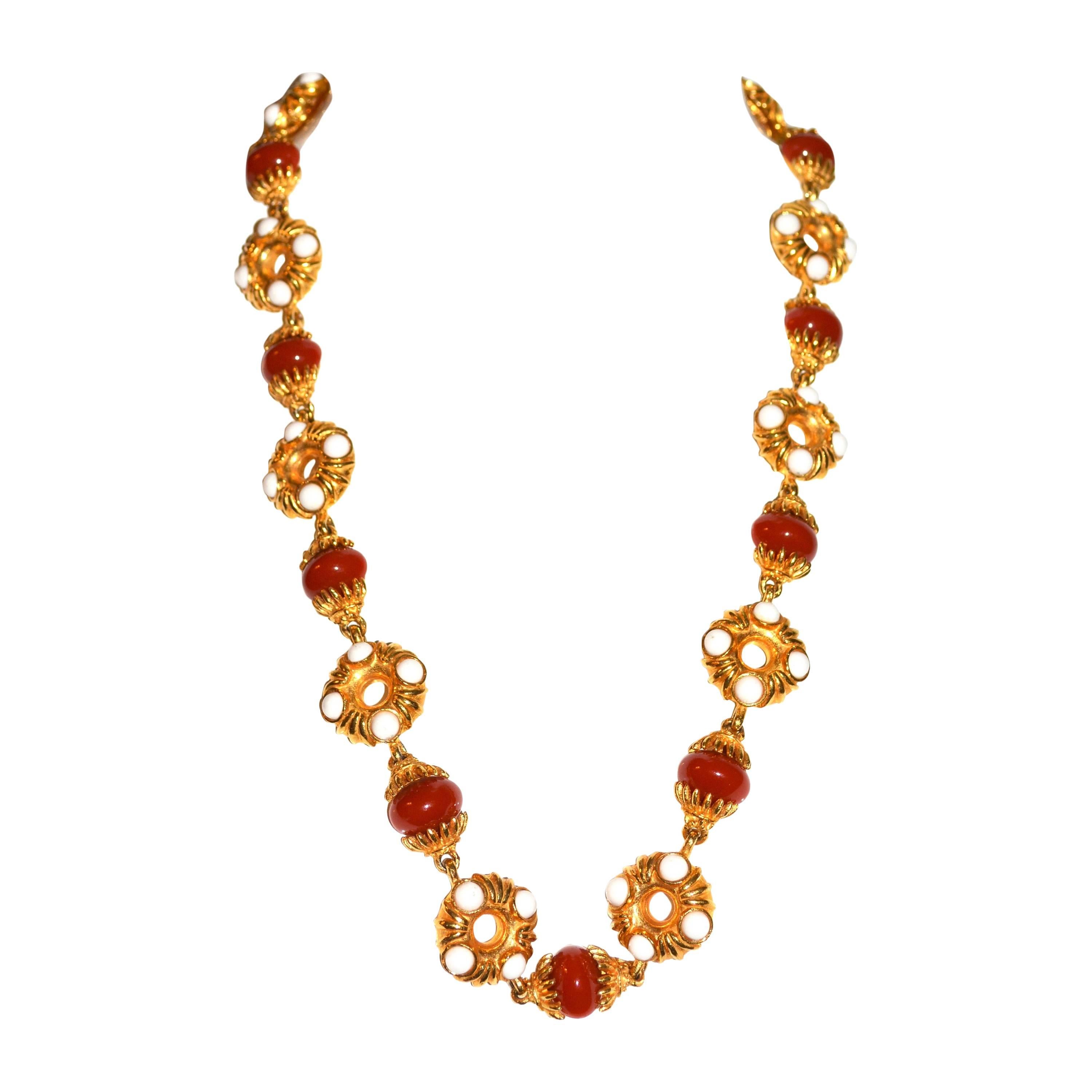 1970s Kenneth Jay Lane Burnt Sienna Necklace For Sale