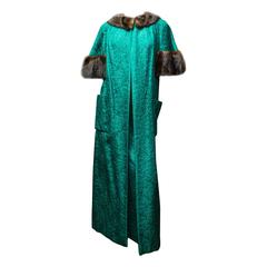 Vintage 1960s Green Brocade Dress and Coat.