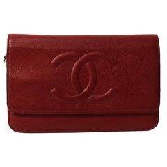 Chanel Red Leather Woc Bag