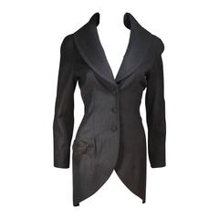 JOHN GALLIANO Grey Wool Jacket with Bow Applique Size 8 40