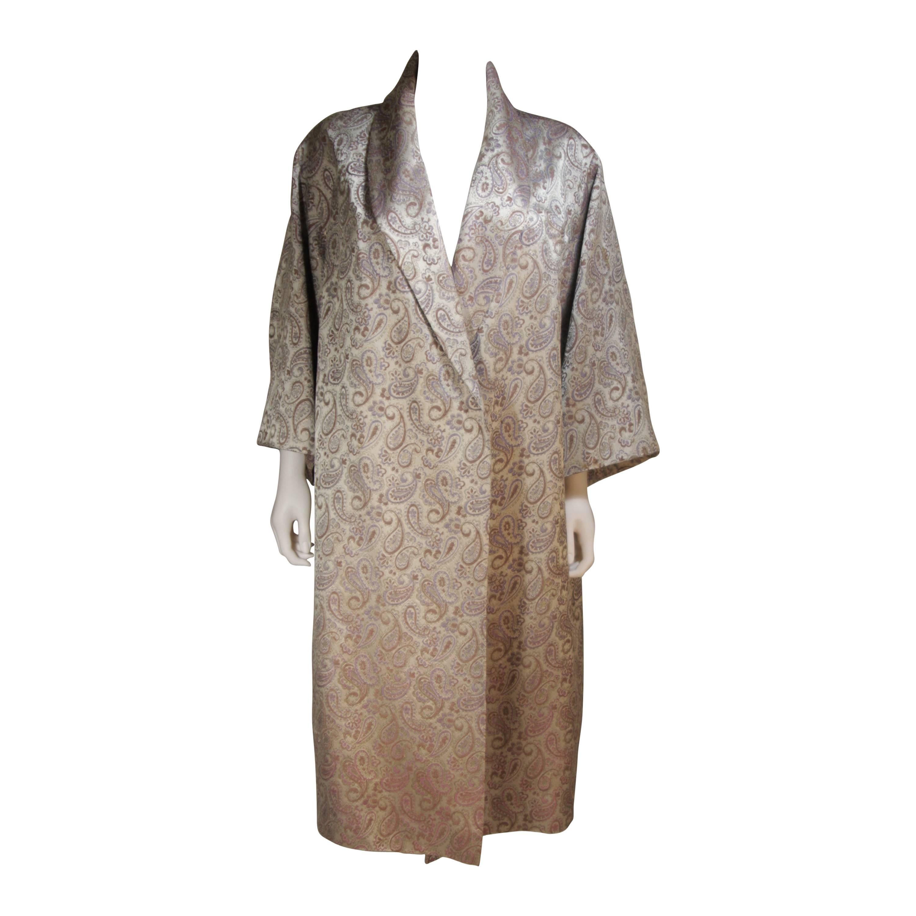 Vintage Paisley Opera Coat Silver Mauve For Sale