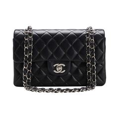 2000s Chanel Black Quilted Lambskin Classic Double Flap Bag