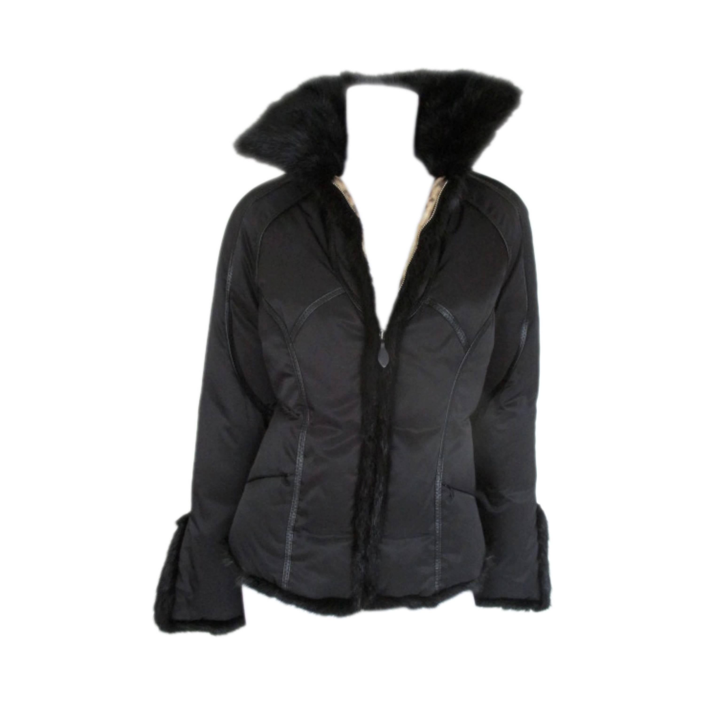 Black Mink Fur Trimmed SKI Jacket Small For Sale